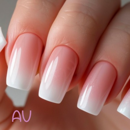 unghie sfumate bainco/rosa 