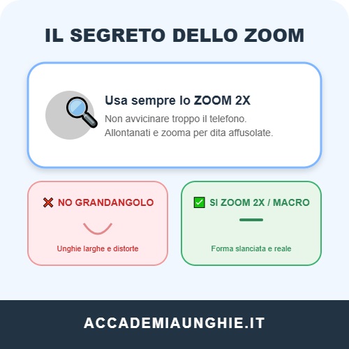 come usare lo zoom per le foto delle unghie per i social