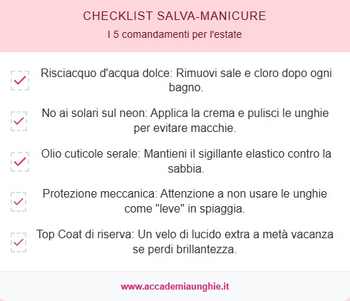 CHECkLIST SALVA MANICURE IN VACANZA IN ESTATE