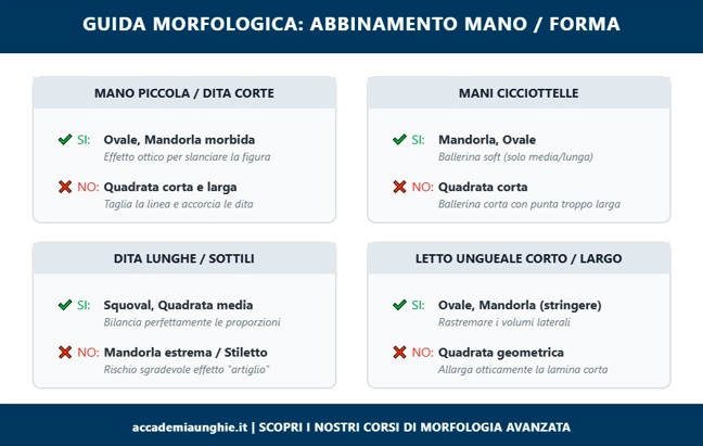 guida a come abbinare la forma della mano con la forma delle unghie