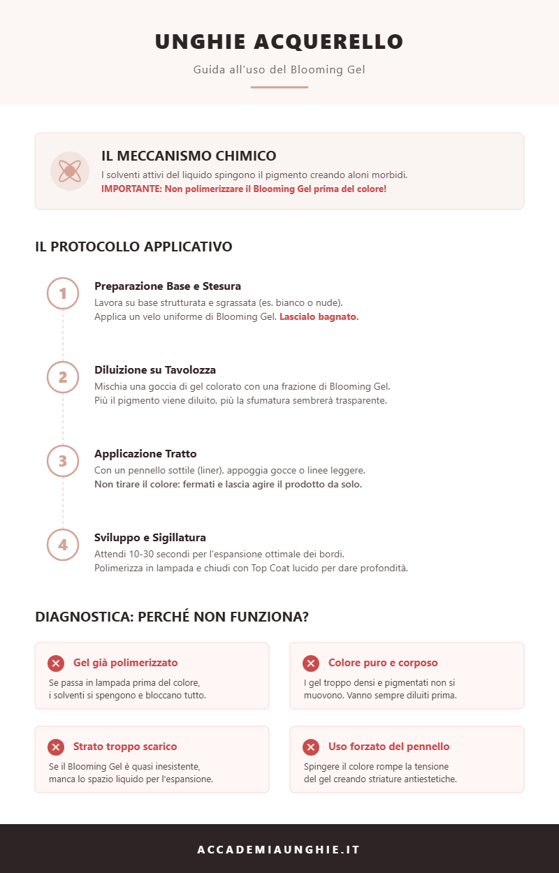 come applicare il blooming gel per ottenere unghie effetto acquerello